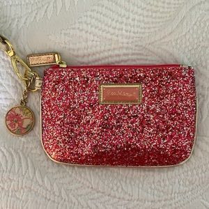 Lilly Pink Glitter Wristlet